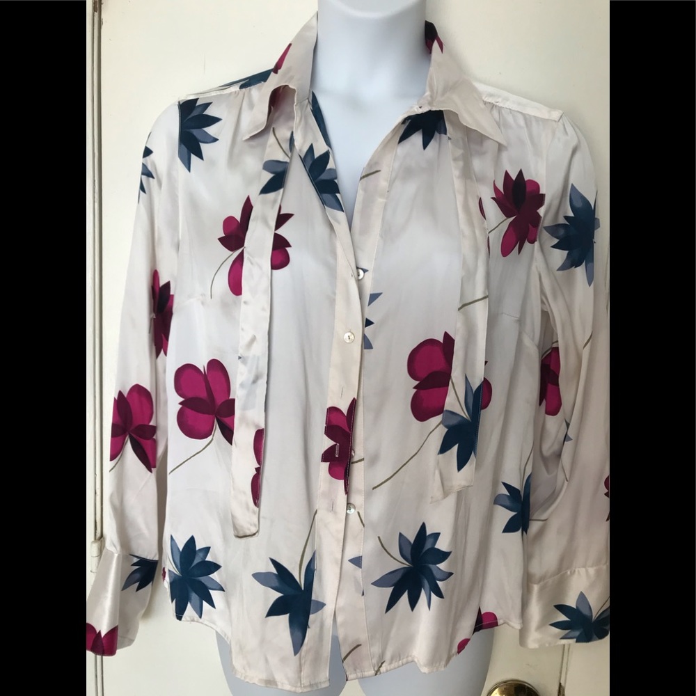 Clifford and Willis Satiny Silk Floral Blouse / XL